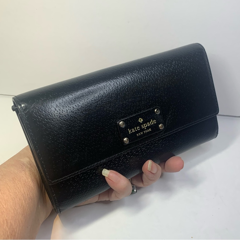 Kate Spade Black Textured long Wallet